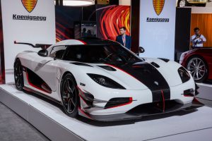 New York, USA - March 23, 2016: Koenigsegg One:1 on display during the New York International Auto Show at the Jacob Javits Center.